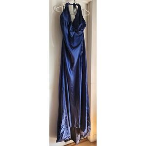 Hebeos Formal Dress Gown‎ Blue Halter Maxi Evening Party Special Occasion Sz XL
